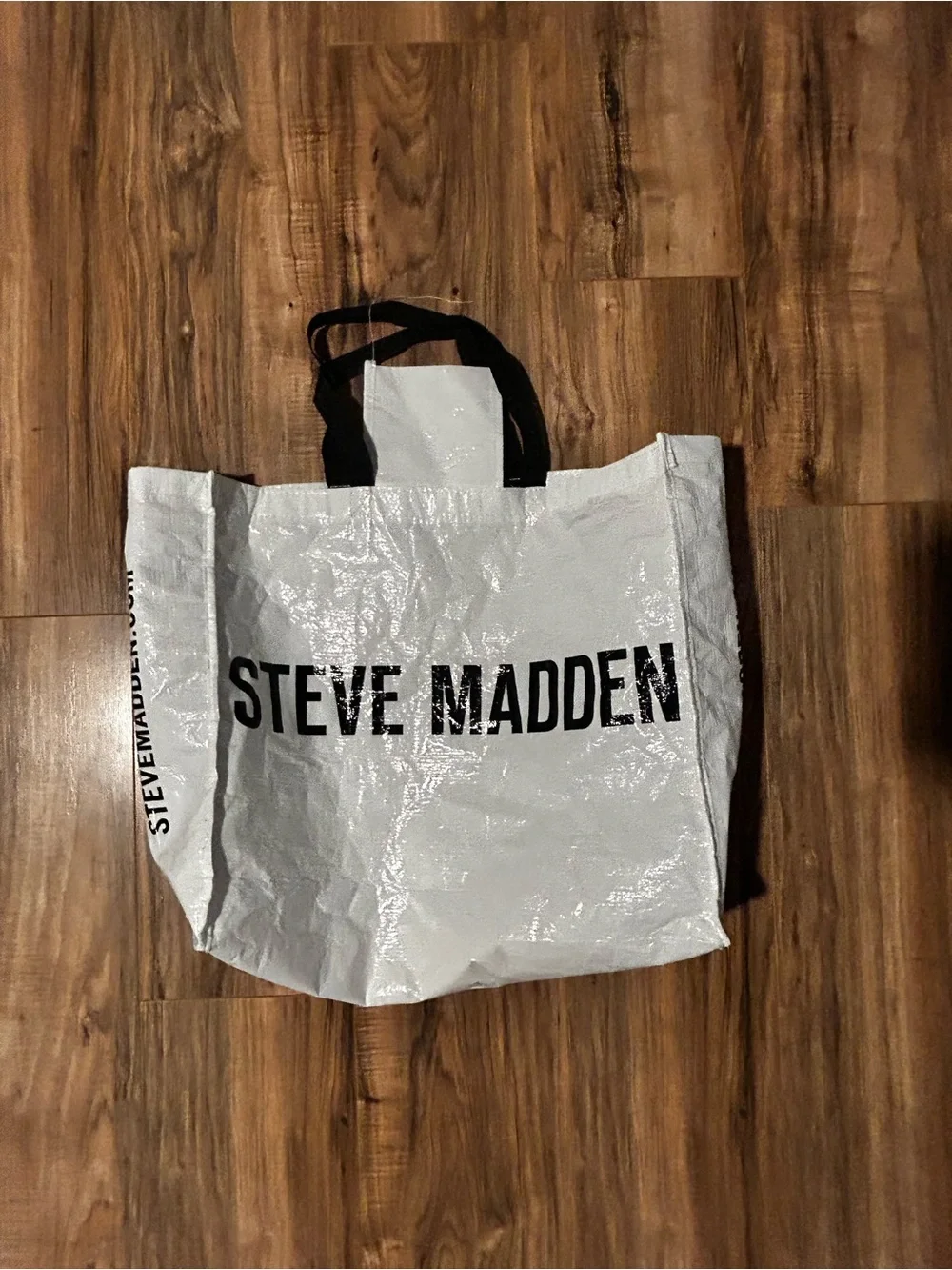Steve Madden White Tote Bag with Black Handles